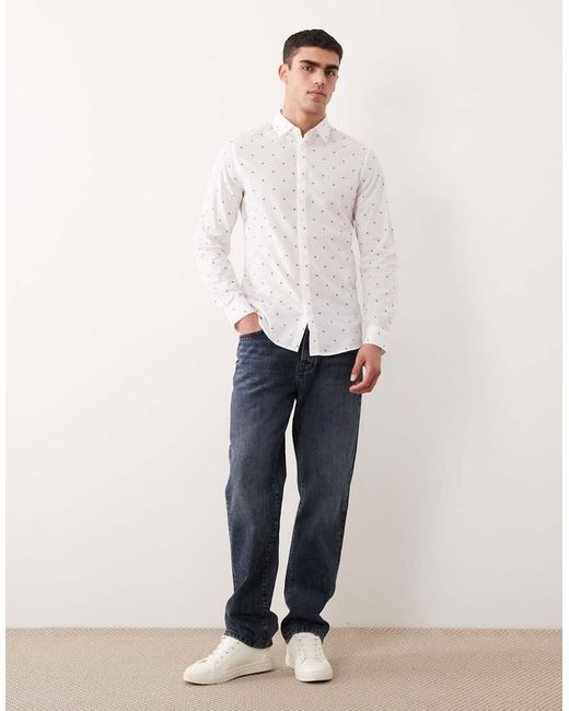 ARMANI EXCHANGE White All Over Logo Shirt Logo for men