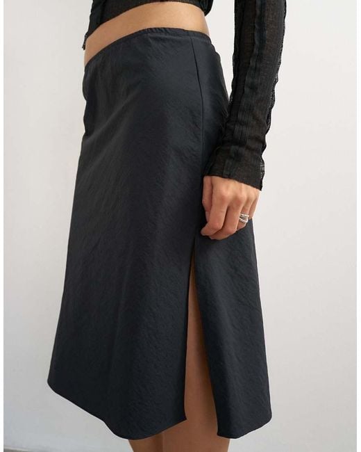 TOPSHOP Black Techy 90S Length Skirt