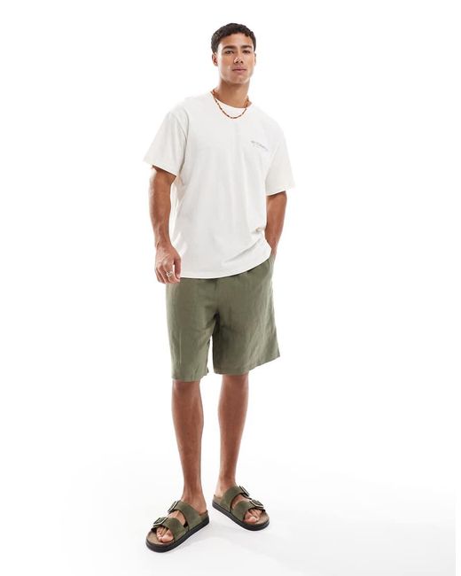 Camiseta Color Crema Extragrande Con Estampado De Palmera En La Espalda De -Blanco Jack & Jones de hombre de color Green