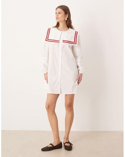Glamorous Natural Throw On Boxy Shirt Dress With Square Neck Collar