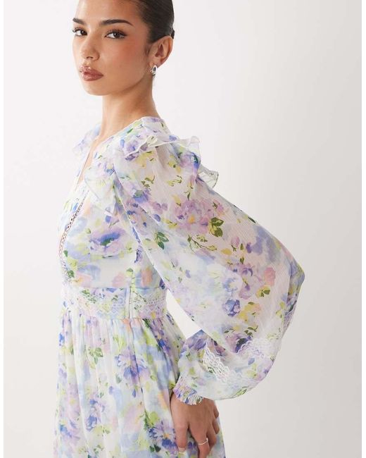 Vila White Ladder Lace Frill Detail Maxi Dress