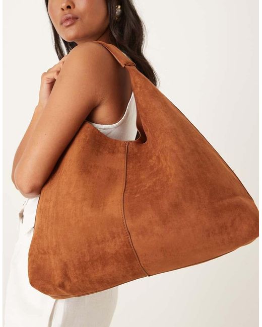 ASOS Blue Faux Suede Scoop Tote Bag