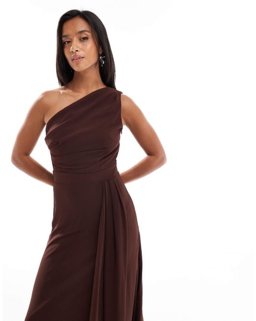 TFNC London Brown Bridesmaid Chiffon Maxi Dress With Wrap Skirt