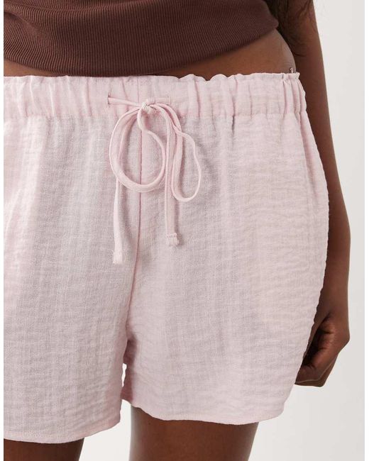 Gina Tricot White Pull On Lightweight Drawstring Shorts