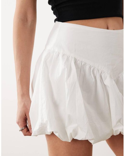 Gina Tricot White Dropped Waist Bubble Skirt