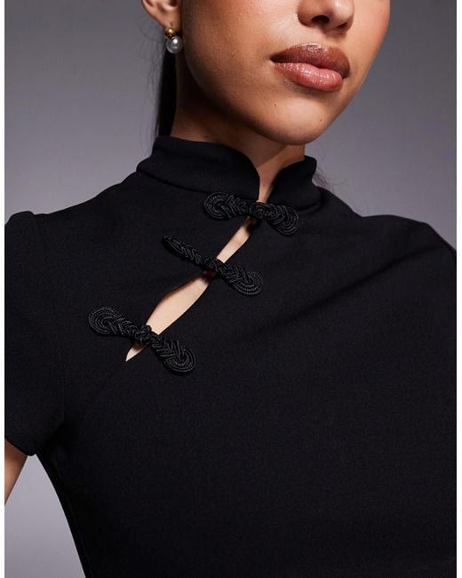 ASOS Gray Co-ord Crepe Fitted Crop Top With Rouleau Loops