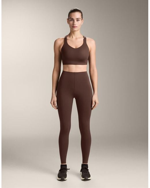 Oysho Brown Light Touch Medium-support Crossover Back Bra