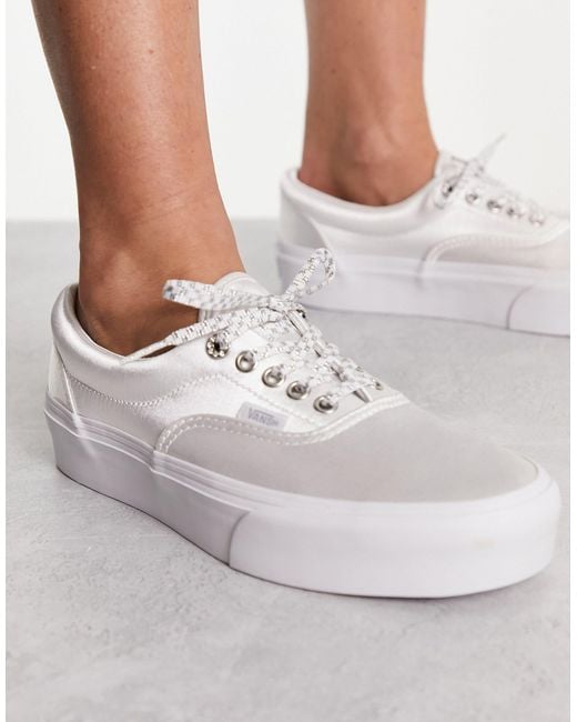Vans Gray Era Platform Sparkle Check Lace Detail Sneakers