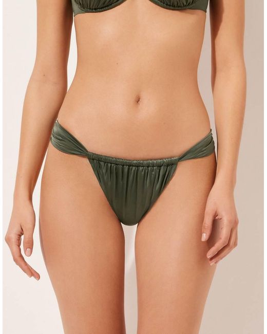 Calzedonia Brown Calzendonia Brazilian Bikini Bottoms Shiny Satin