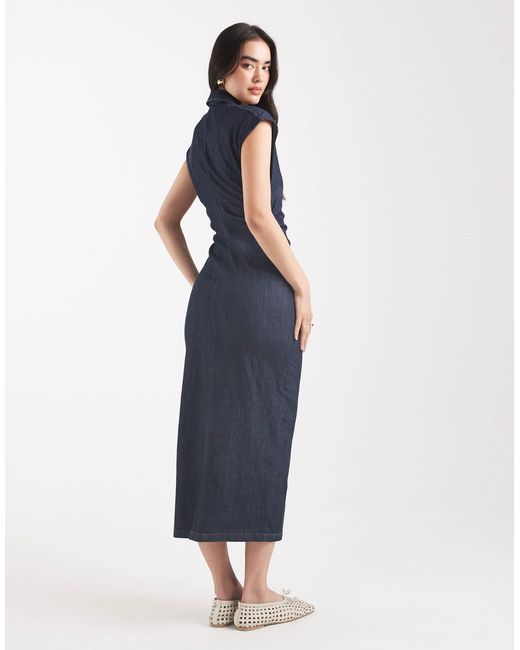 ONLY Blue Button Through Denim Midi Dress