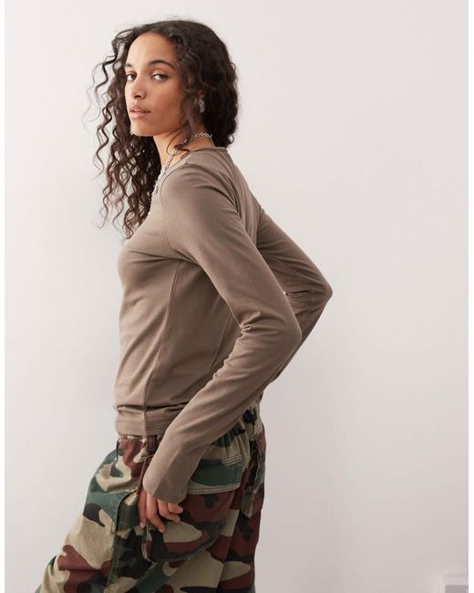 Weekday Brown Super Soft Long Sleeve Top