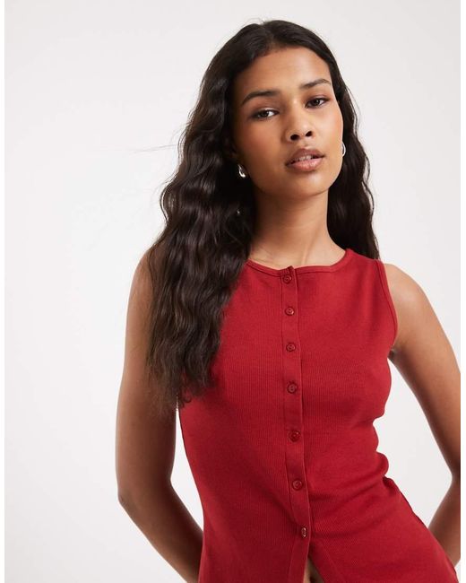 Brave Soul Red Button Down Vest