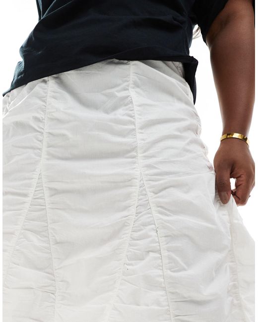 Collusion White Plus Western Ruched Tiered Midi Skirt