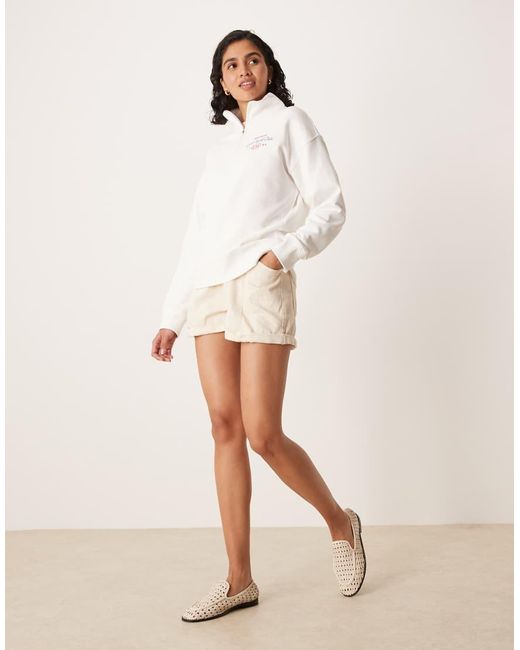 Gant Sweatshirt Met Klein Logo En Halve Rits in het Natural