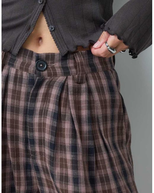 Noisy May Gray High Waist Wide Leg Check Trouser