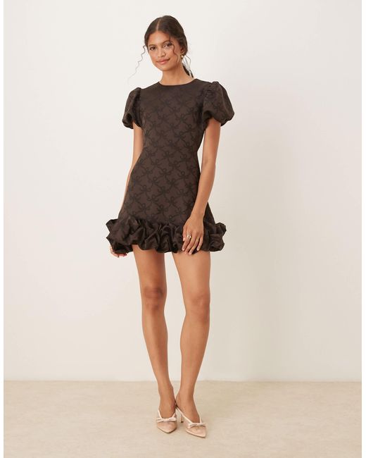 Sister Jane Natural Puff Sleeve Bubble Hem Mini Dress for men