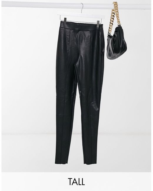 TOPSHOP Tall Faux Leather Trousers in Black | Lyst Canada