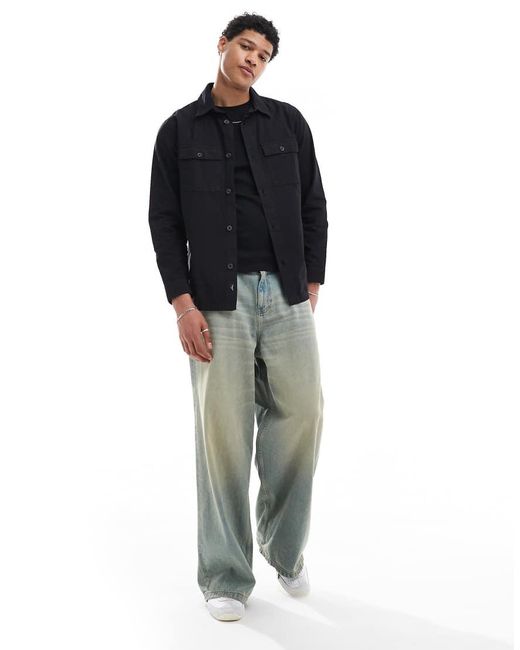 Threadbare Blue Lightweight Cotton Overshirt for men
