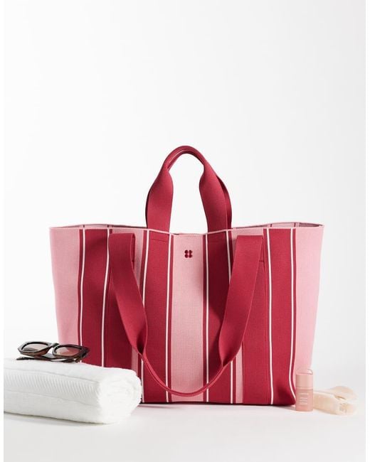Sweaty Betty Red Canvas Printed Tote Bag
