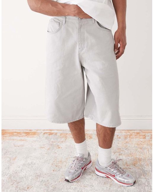 Reclaimed Vintage Gray Oversized Longline Denim Jort for men