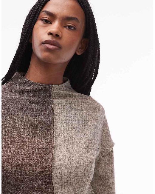 ASOS Brown Long Sleeve Tweed Mini Dress