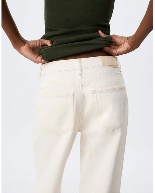 Stradivarius White Tall D92 Straight Wide Jeans