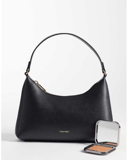 Calvin Klein Black Small Shoulder Bag With Foil Logo