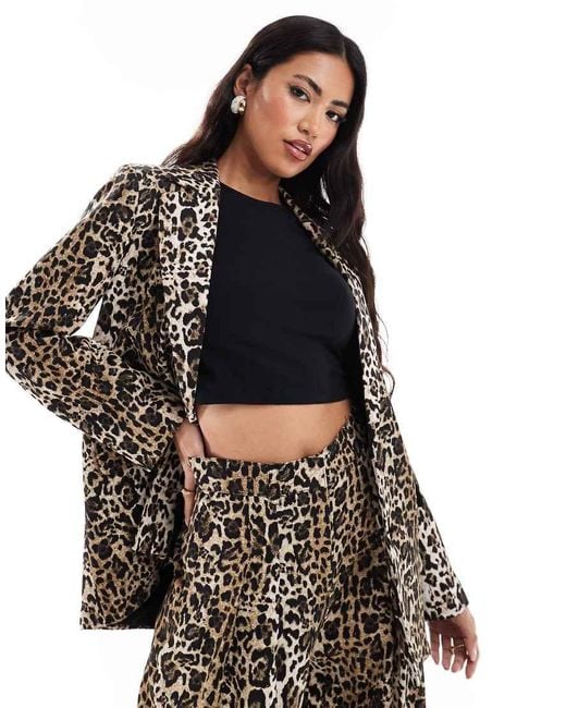River Island Black Leopard Print Blazer Co-Ord