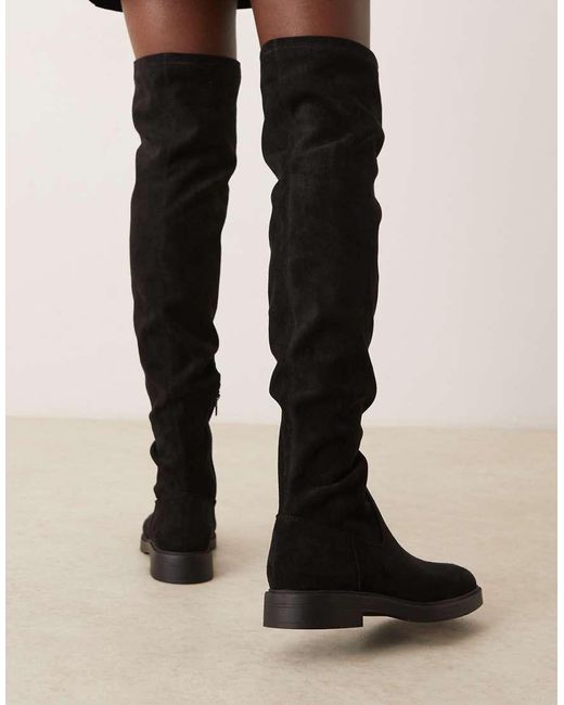 ASOS Natural Kacey Smart Flat Over The Knee Boots