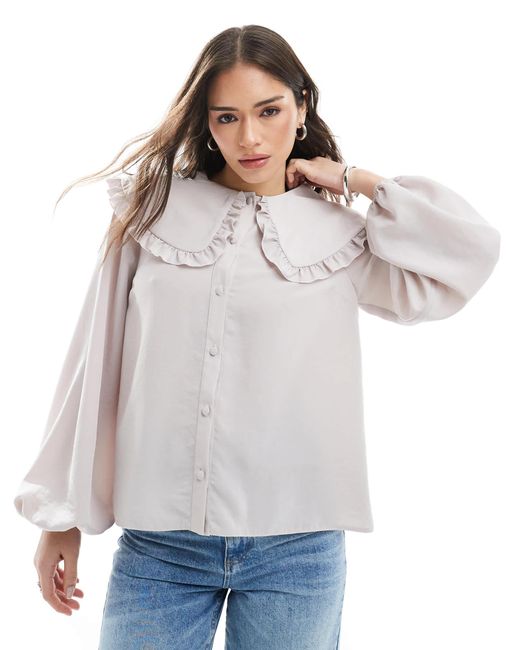 Chemise à col douce au toucher ASOS en coloris Gray