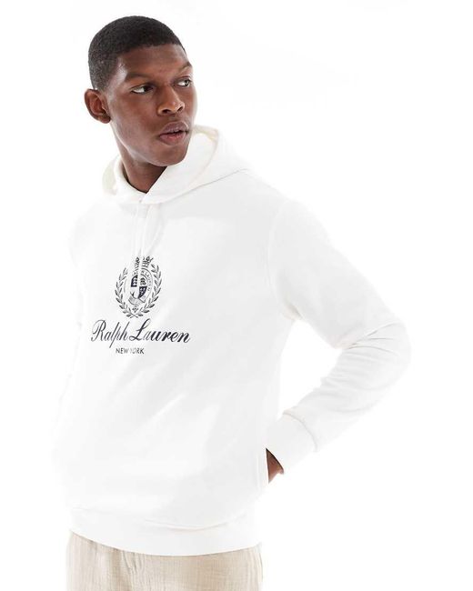 Polo Ralph Lauren White Plastisol Crest Logo Hoodie for men