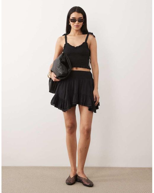 Iisla & Bird Black Tie Detail Crop Top