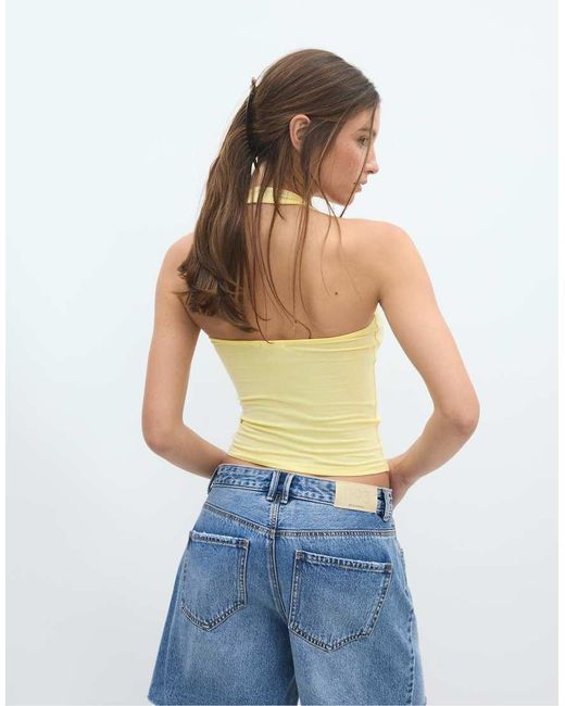 Stradivarius Blue Basic Halter Top