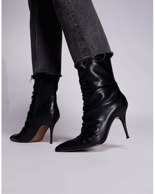 Erin - bottines froncées à talon haut ASOS en coloris Black