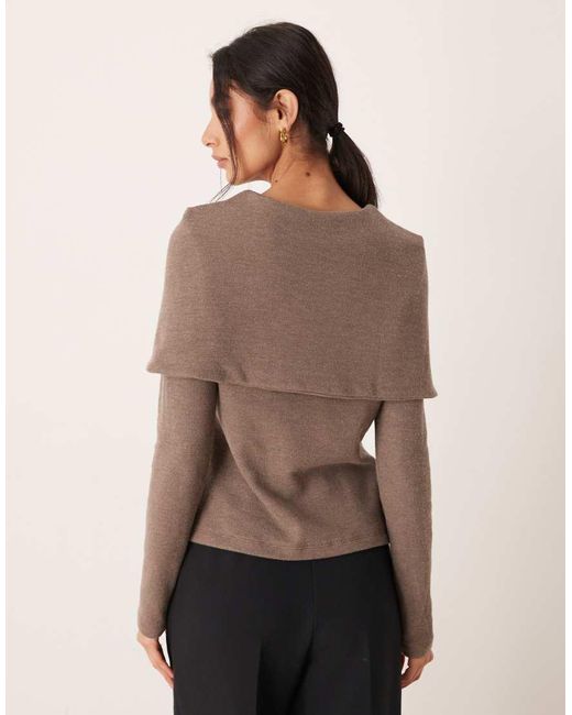 ASOS Brown Supersoft Shoulder Tie Detail Jumper