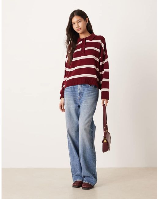 ASOS Red Knitted Polo Top