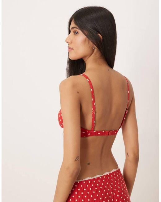 Abercrombie & Fitch Red Pointelle Bralette Co-ord