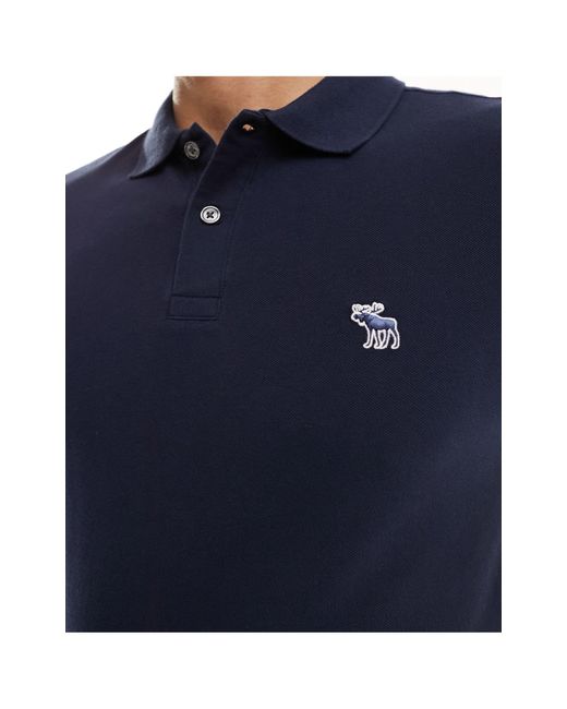 Abercrombie & Fitch Blue Elevated Icon Logo Pique Polo for men