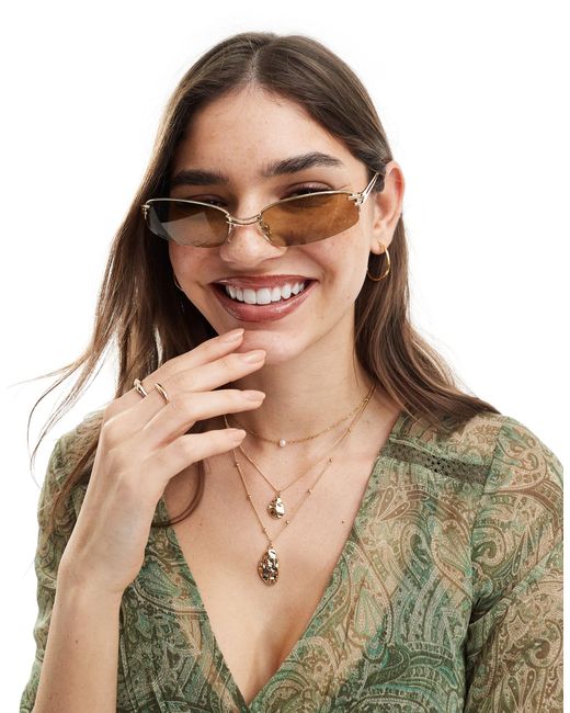Aire Brown Helix Narrow Metal Sunglasses