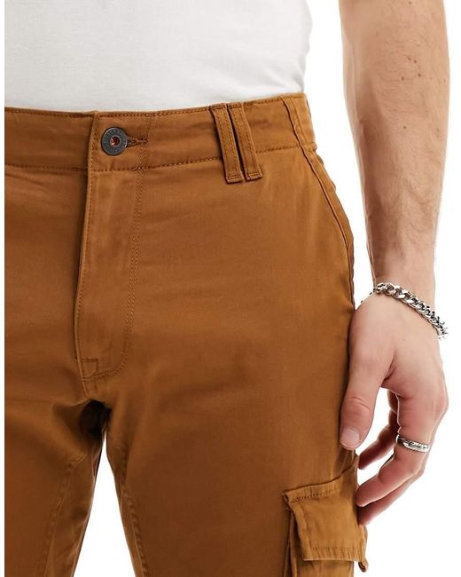 Jack & Jones White Intelligence Cuffed Cargo Trouser for men