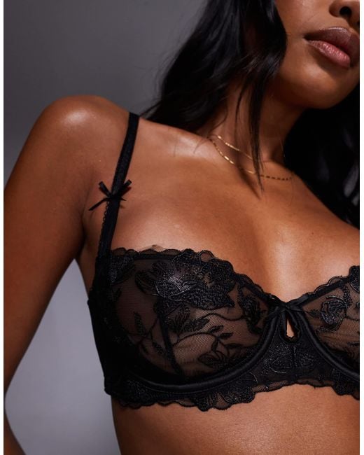 ASOS Black Tate Premium Floral Embroidery Underwire Bra