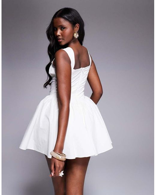 House Of Cb White Ophelia Cotton Mini Dress With Bloomers
