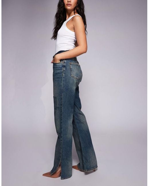 GOOD AMERICAN Blue The Khloé Patchwork Split Hem Jean