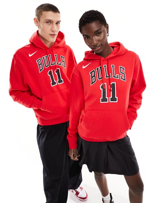 Nike Basketball Red Nba Chicago Bulls Unisex Club Hoodie University