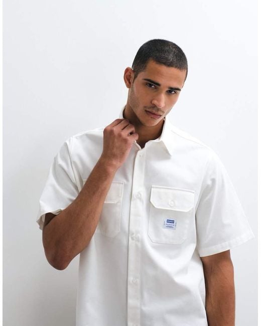 HUGO White Ekyno Oversized Shirt for men