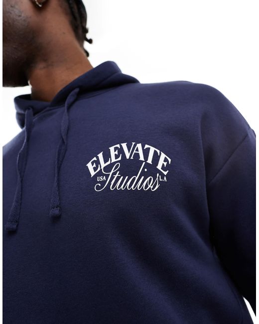 Another Influence Blue Elevate Oversized Hoodie for men