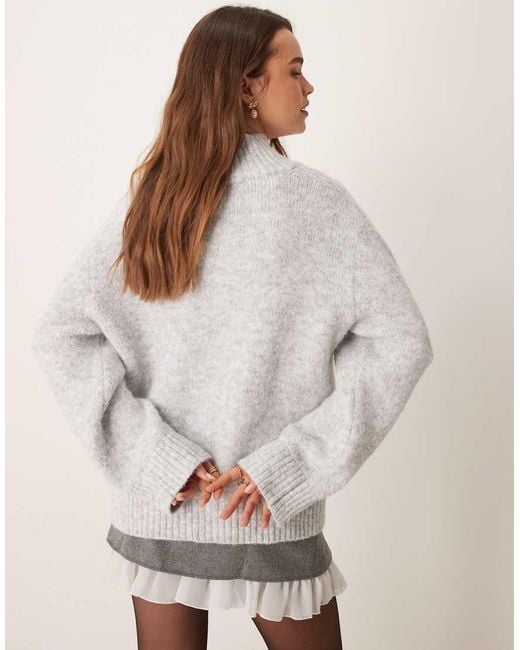 ASOS Gray Wool Blend High V Neck Jumper