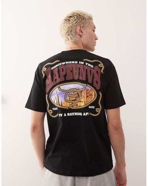 Aape By A Bathing Ape Black Aape By A Bathing Ape Western Logo T-shirt Back Print for men