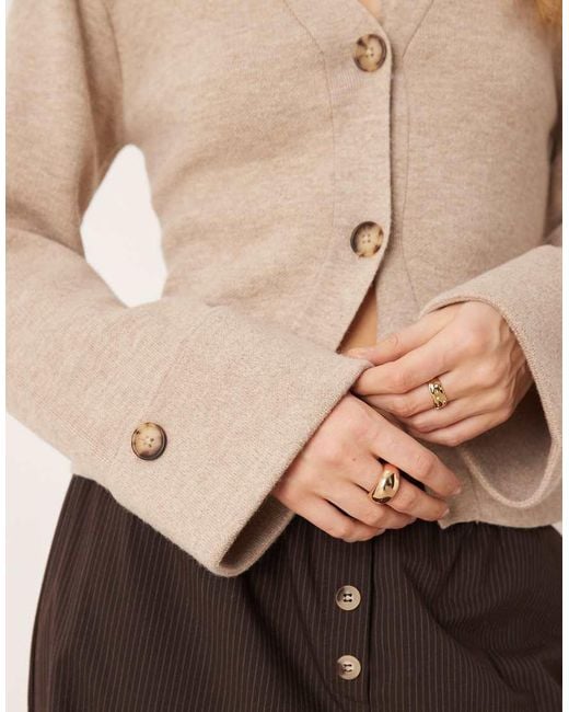 Gina Tricot Natural Long Sleeve Knitted Sculptured Cardigan