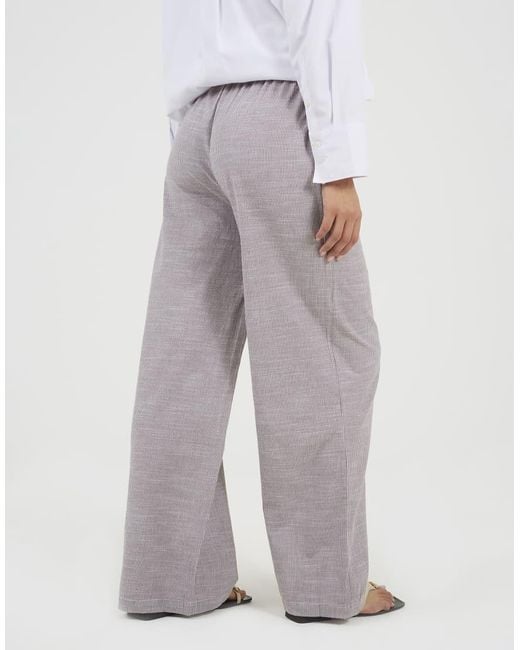 Brave Soul Gray Cotton Stripe Straight Leg Trousers